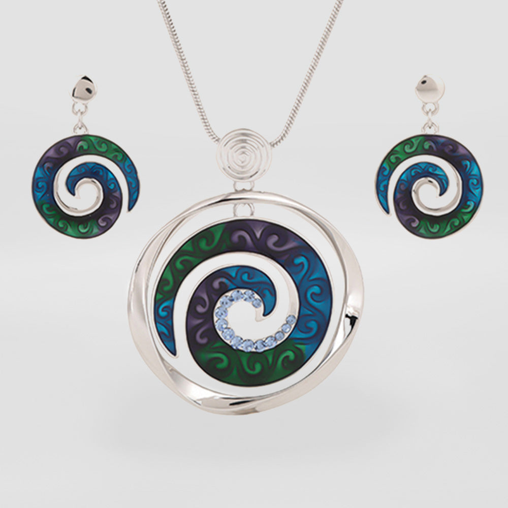 Blue/Purple/Green Koru Pendant Set