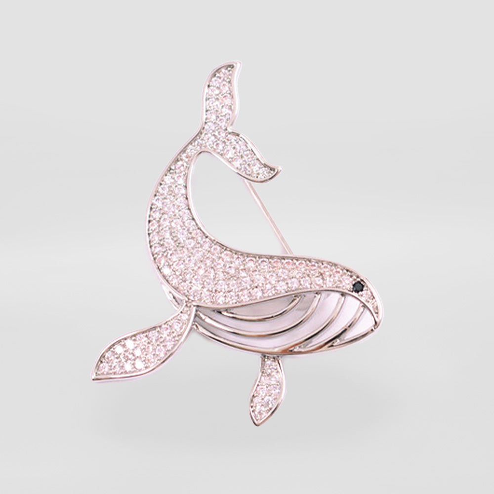 Whale Rhodium Brooch