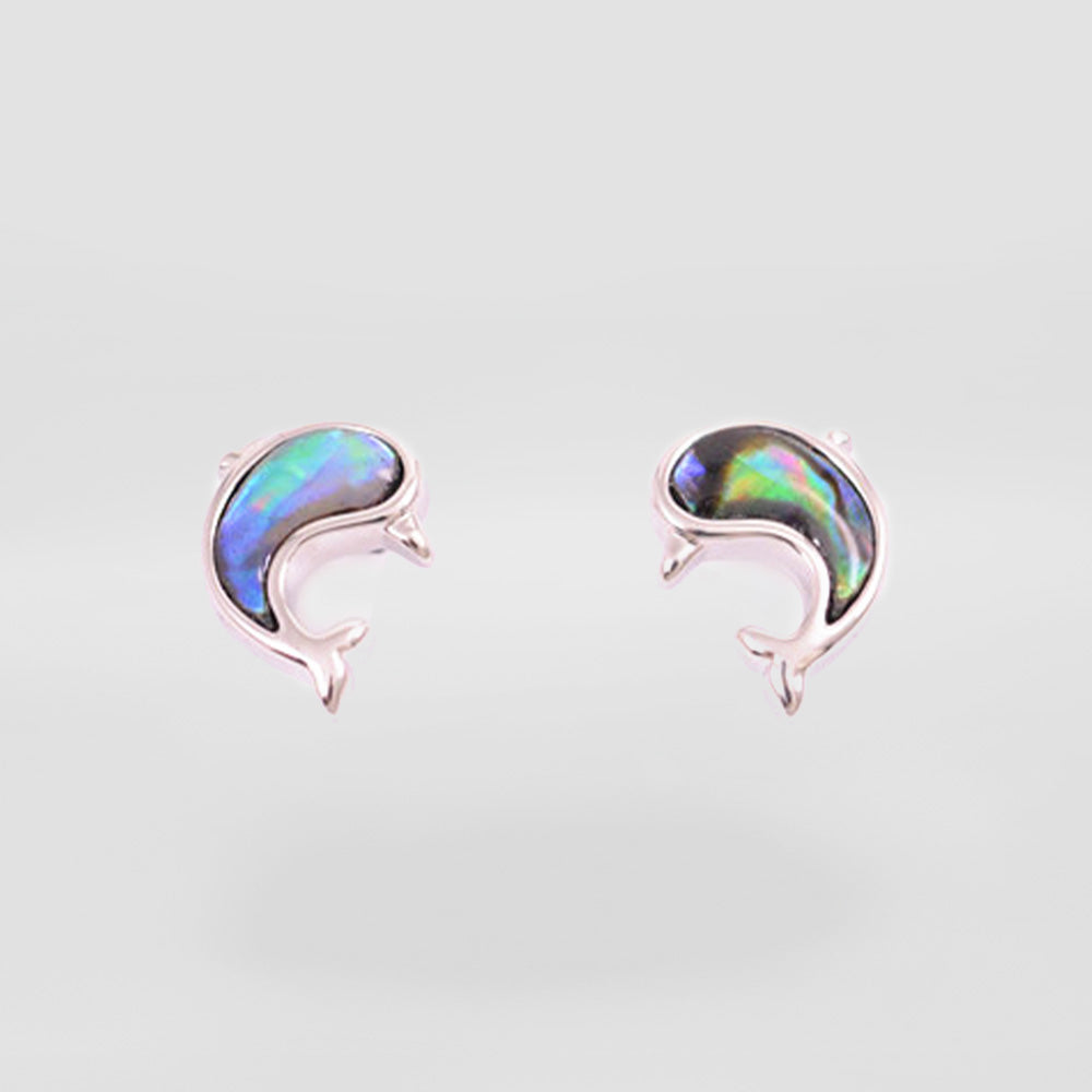 Paua Dolphin Stud Earrings