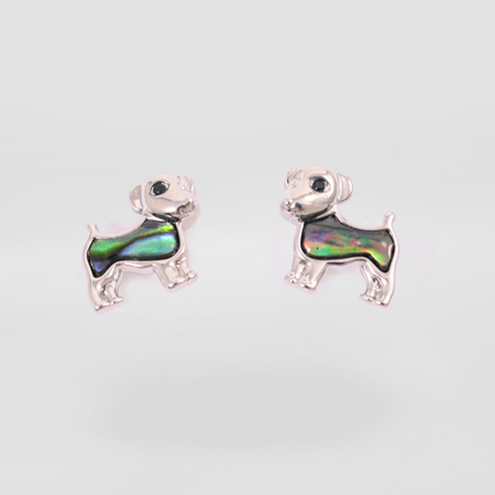 Paua Dog Stud Earrings