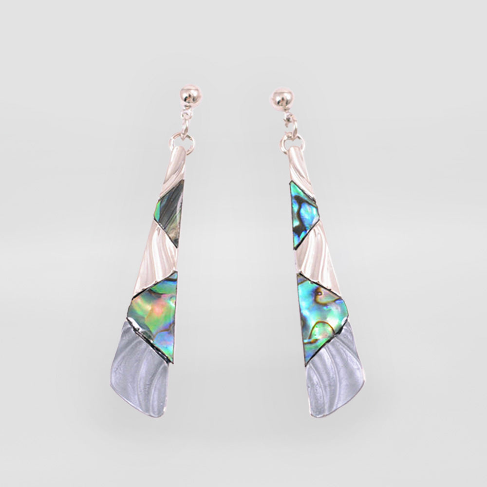 Paua Toki Rhodium Earrings