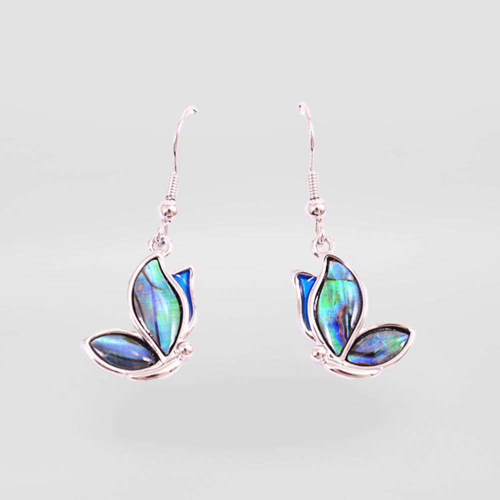 Paua Butterfly Rhodium Earrings