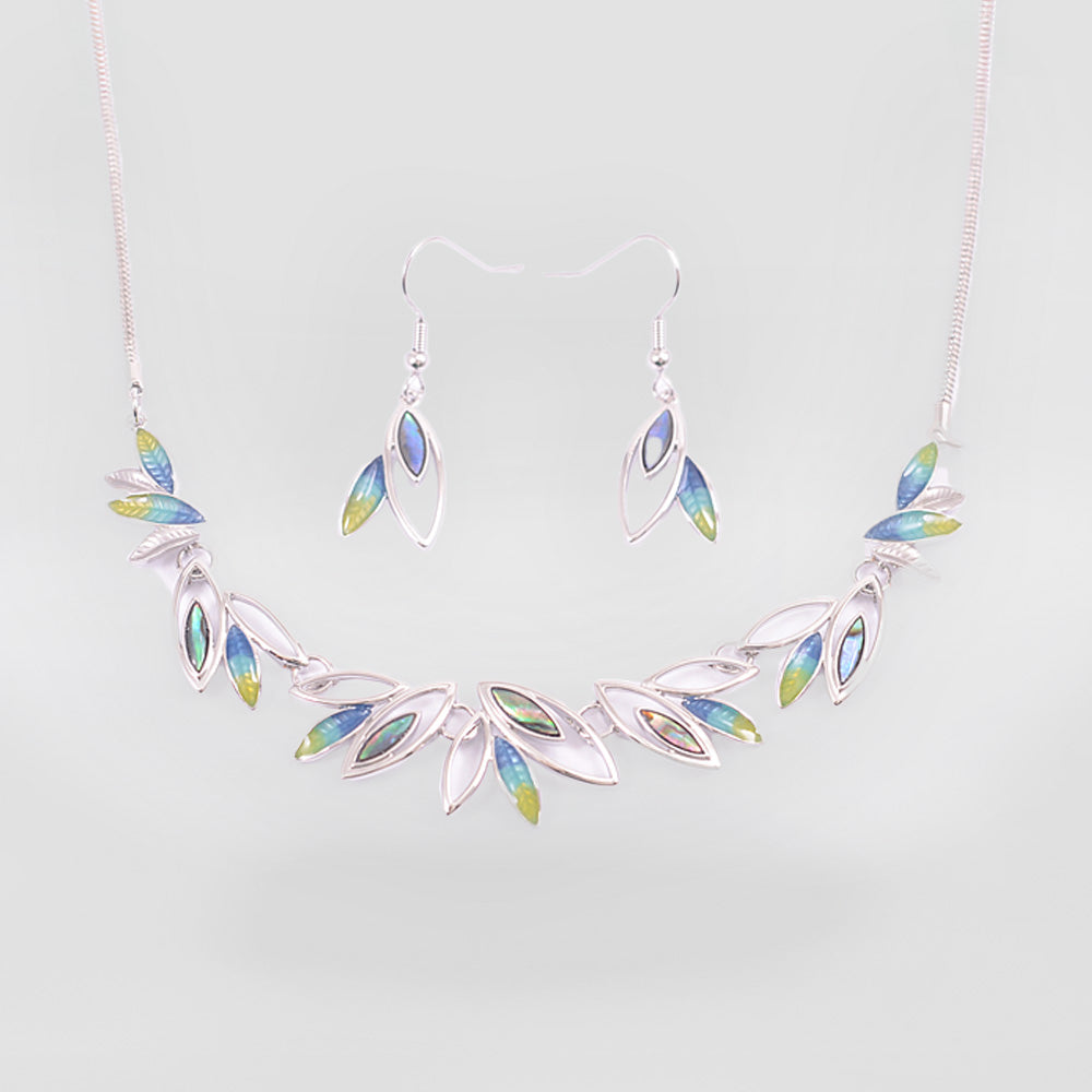 Paua 'Leaves' Necklace Set