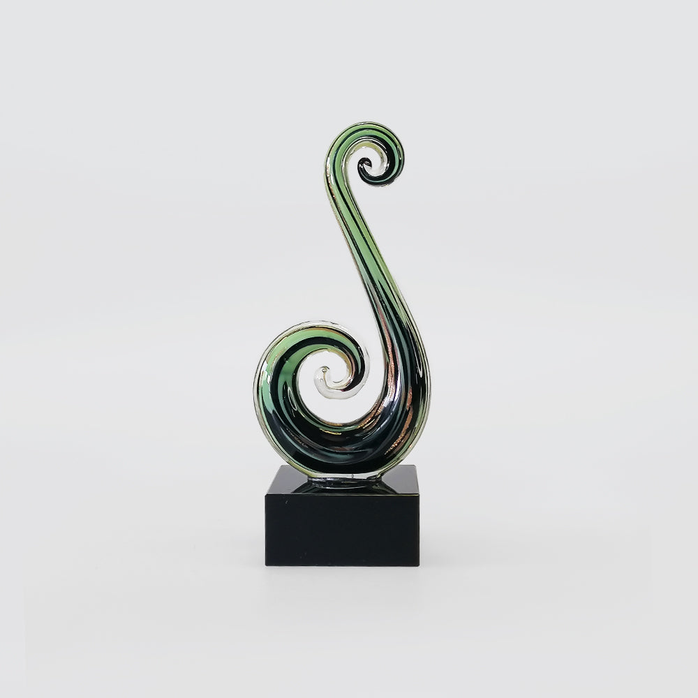 Paua Look Glass Koru - 11cm