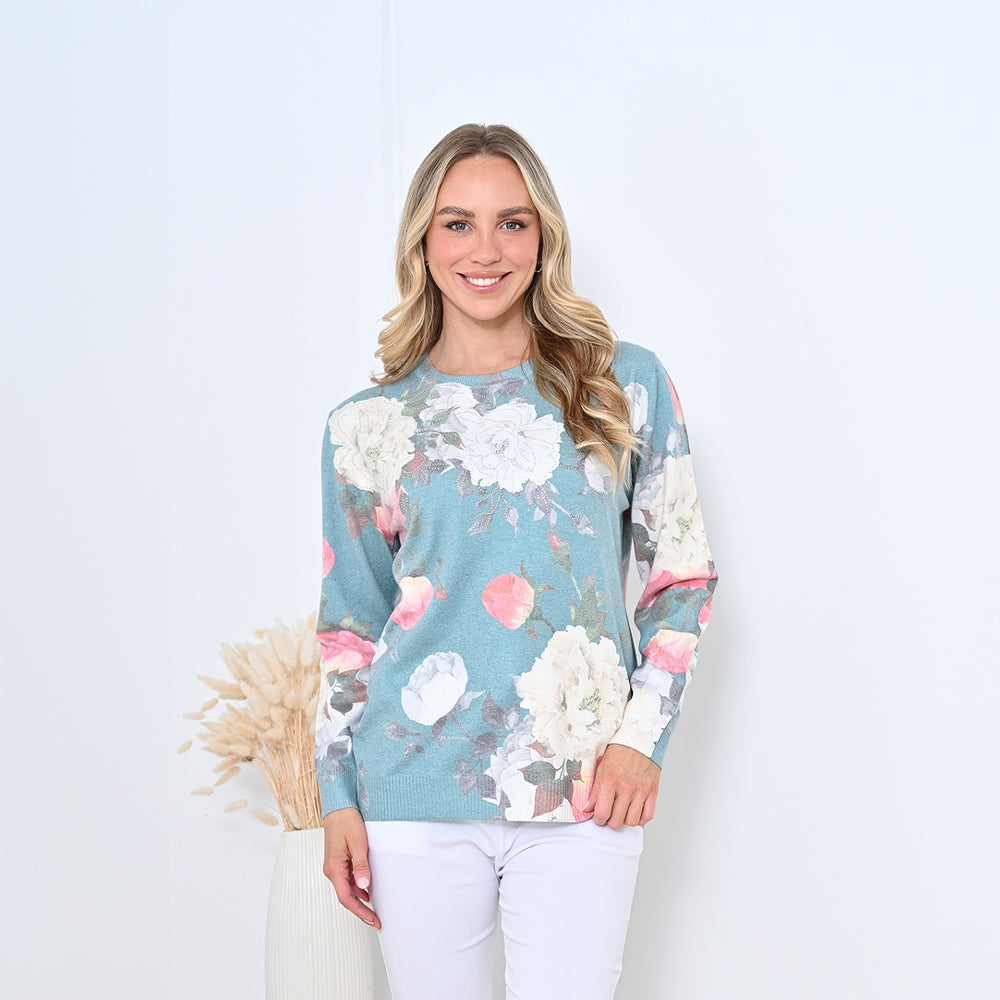 Cali&Co - Floral Side Hem W/ Diamante