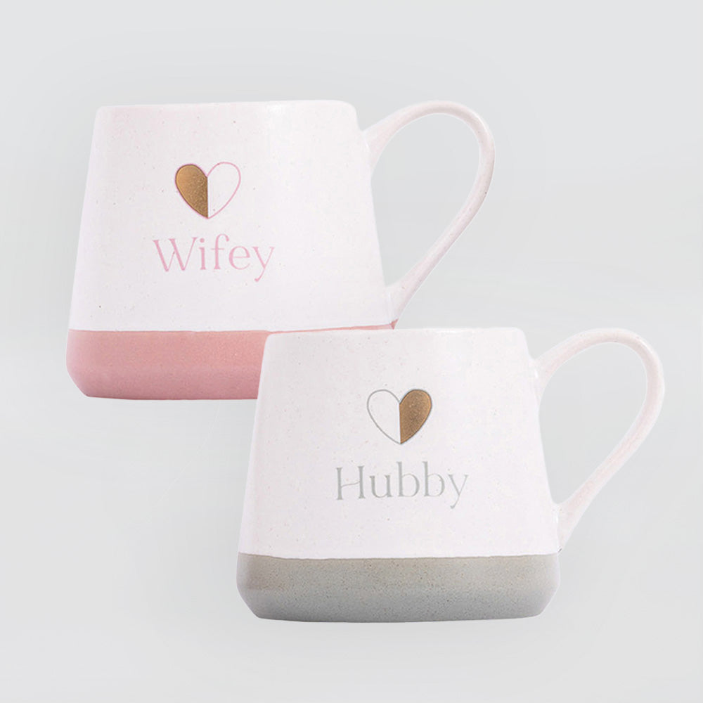 Wedding Mugs 'Wifey & Hubby' - Set/2