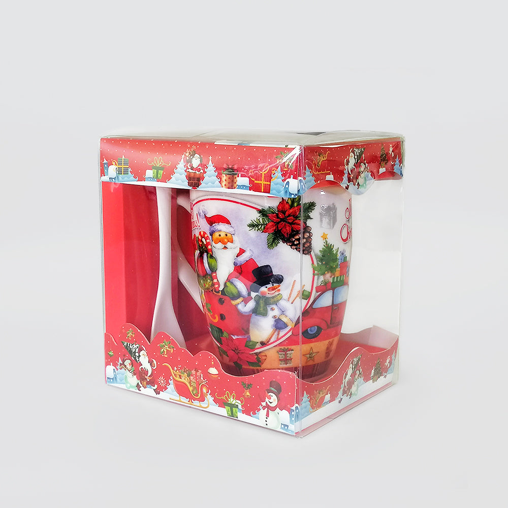 Gift Boxed Christmas Santa Mug W/ Spoon