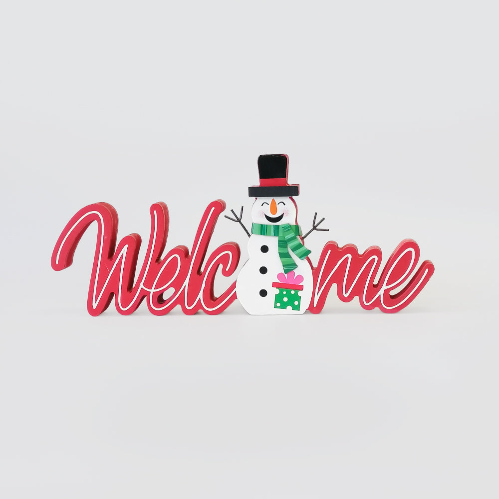 Christmas Snowman 'Welcome'  Sign