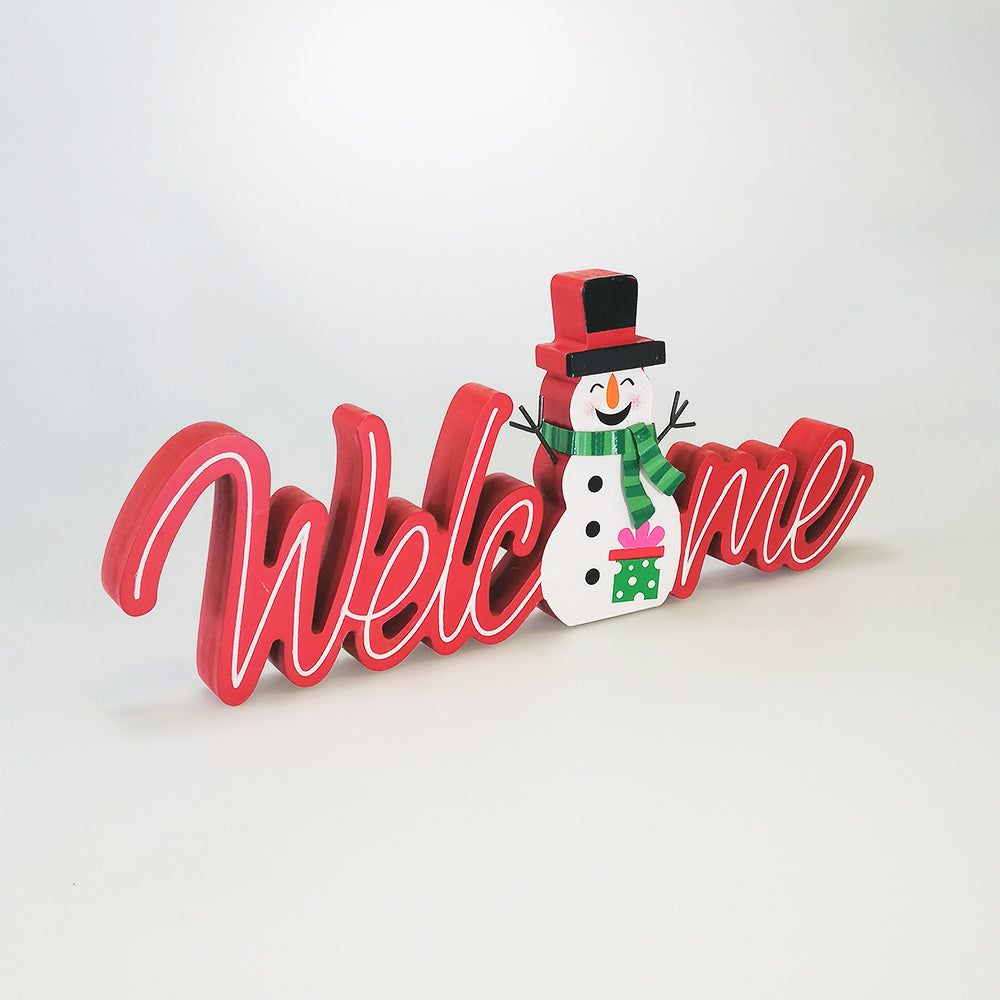 Christmas Snowman 'Welcome'  Sign