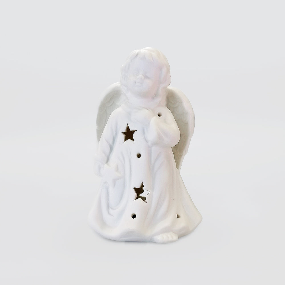 White Christmas Ceramic LED Angel
