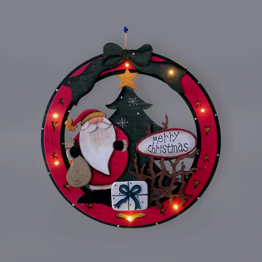LED Christmas Santa Wreath