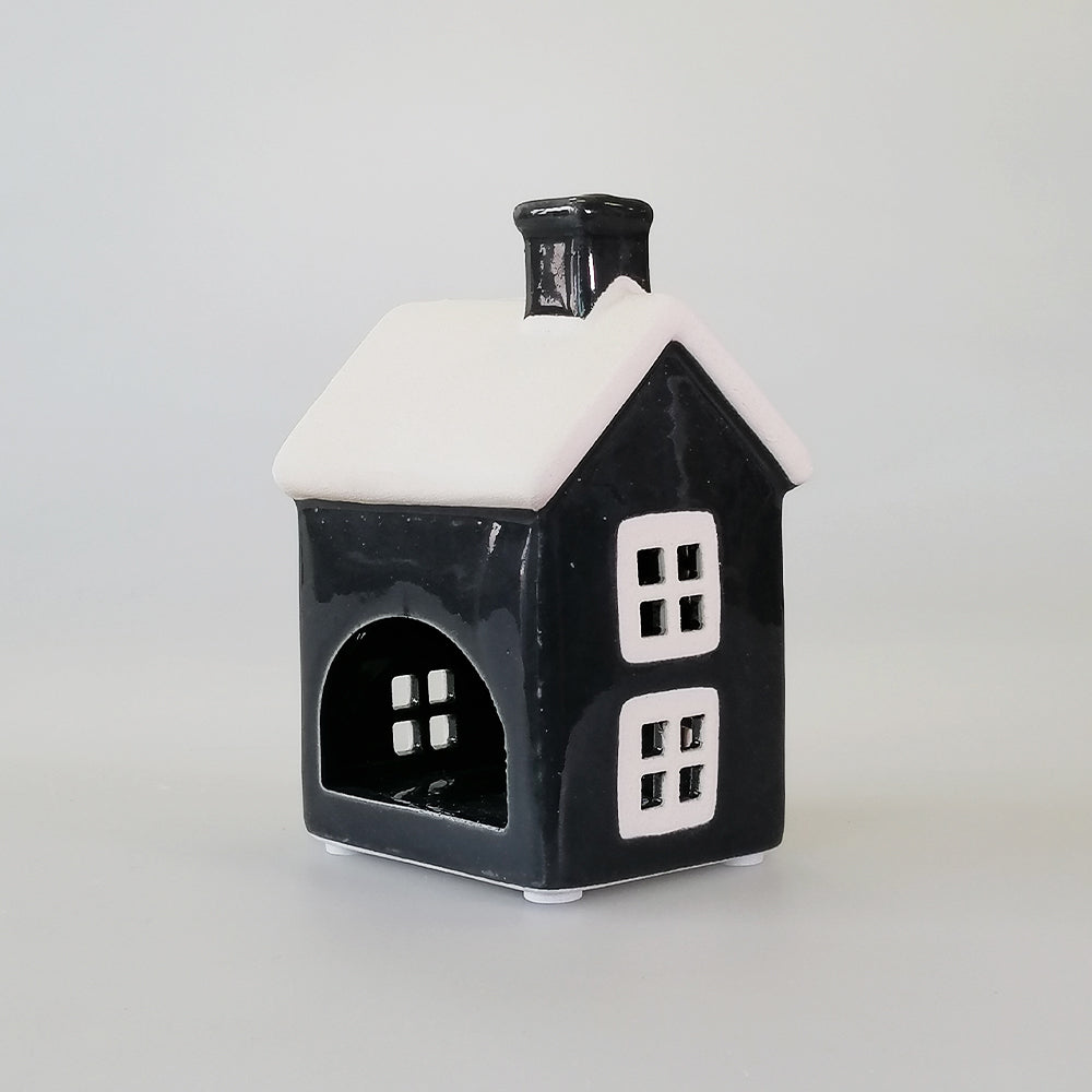 House Tealight Holder - Natural/Black