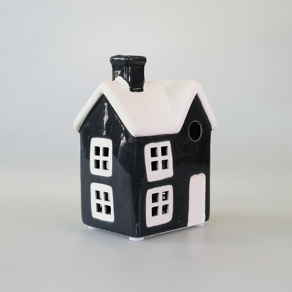 House Tealight Holder - Natural/Black