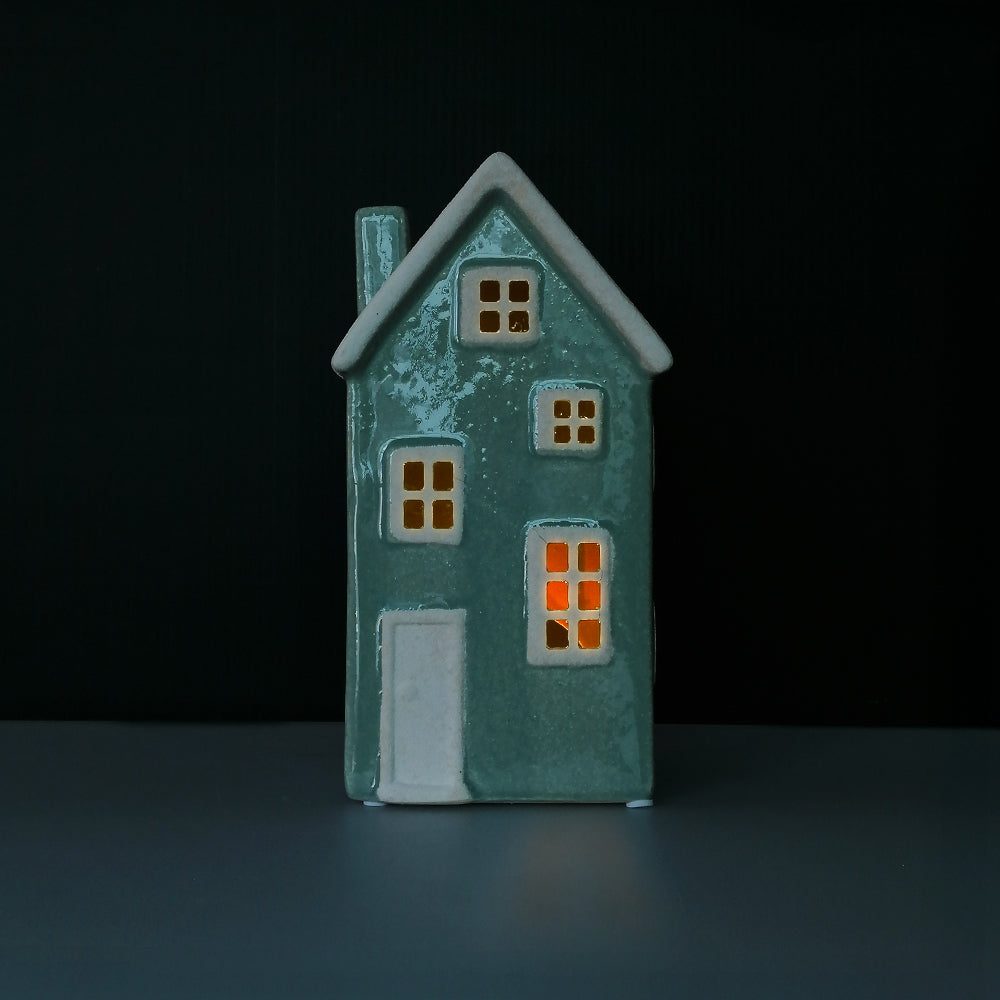 House Tealight Holder - Duck Egg