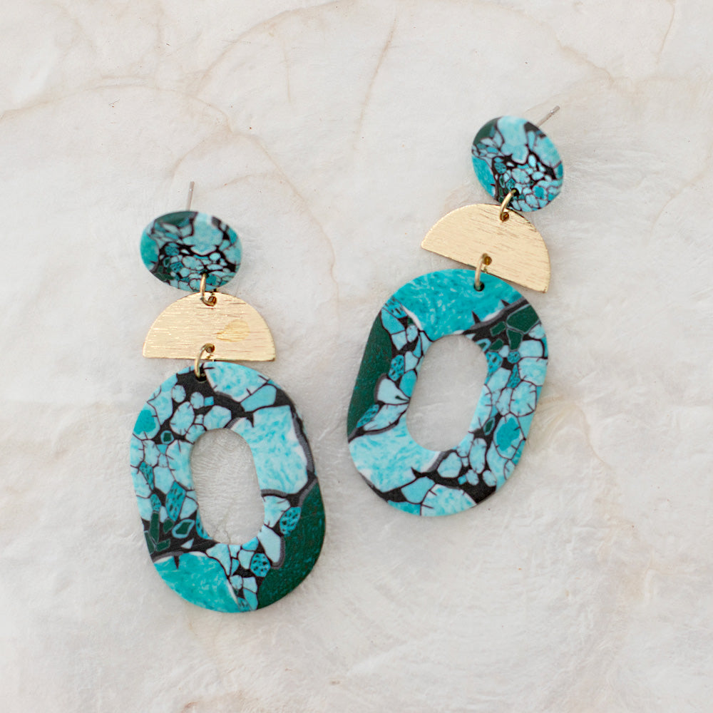 Turquoise Marble Earrings