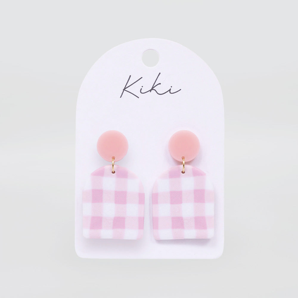Pink Gingham Earrings