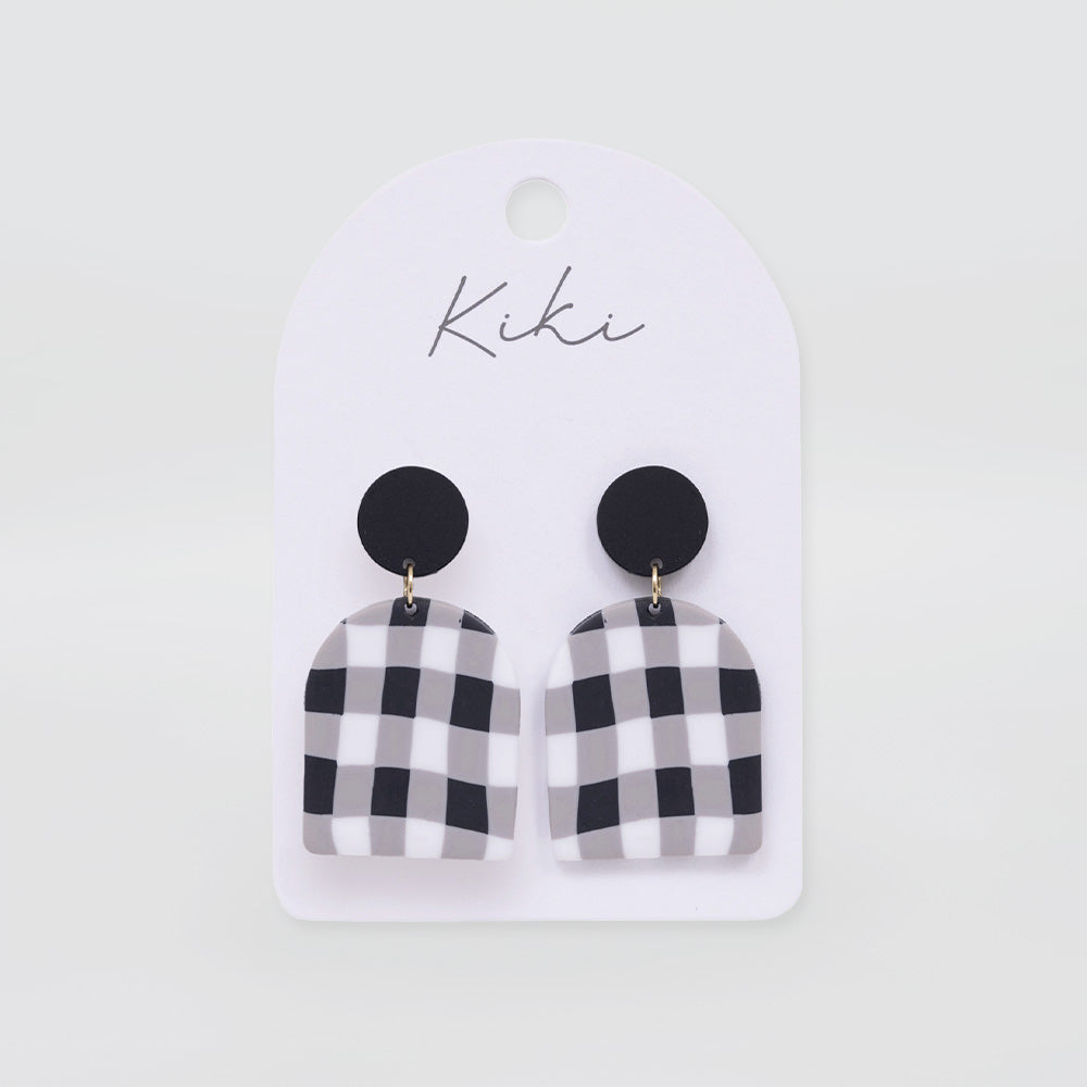 Black Gingham Earrings