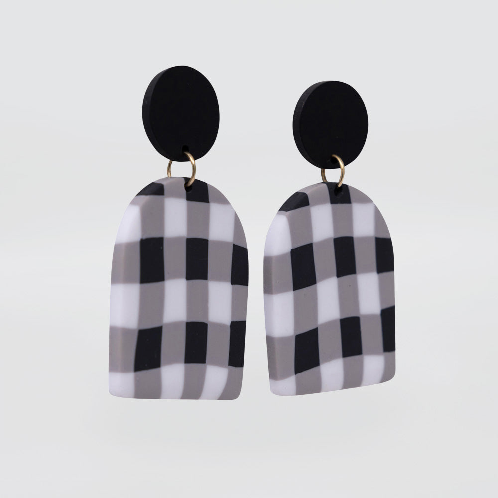 Black Gingham Earrings