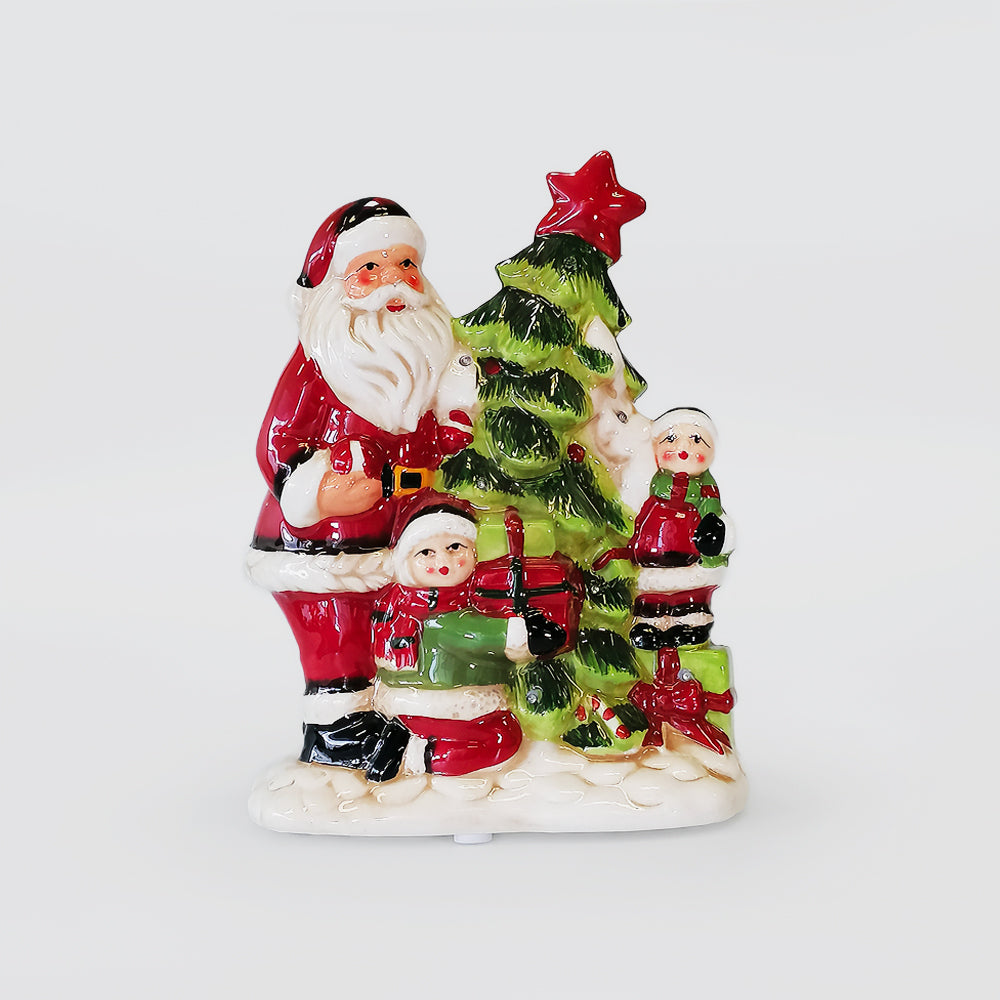 Ceramic Santa W/ Tree - LEDs & Music