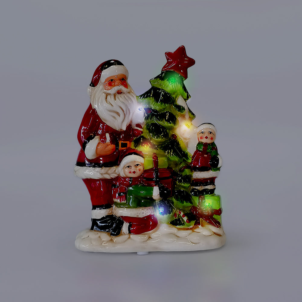 Ceramic Santa W/ Tree - LEDs & Music