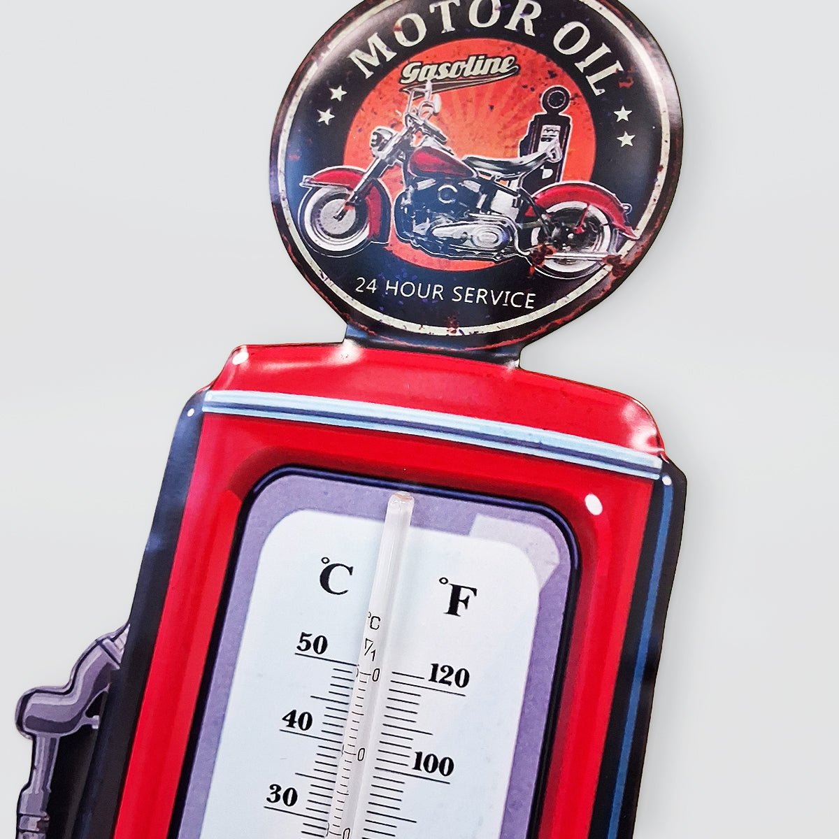 Metal Petrol-Pump Style Wall Thermometer