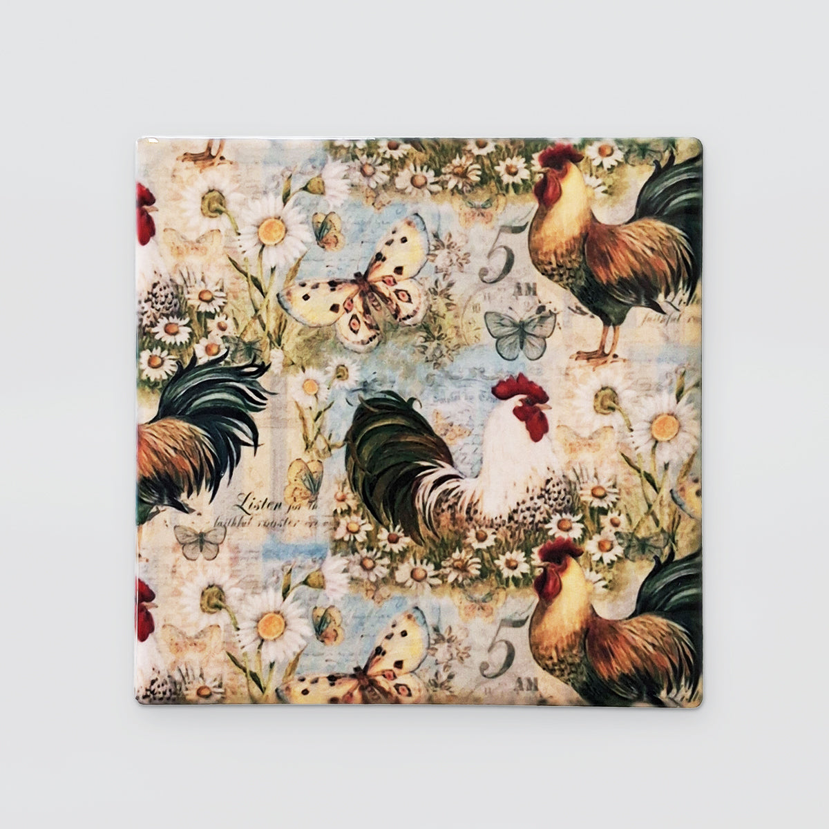 Ceramic Coaster Set/4 - Roosters