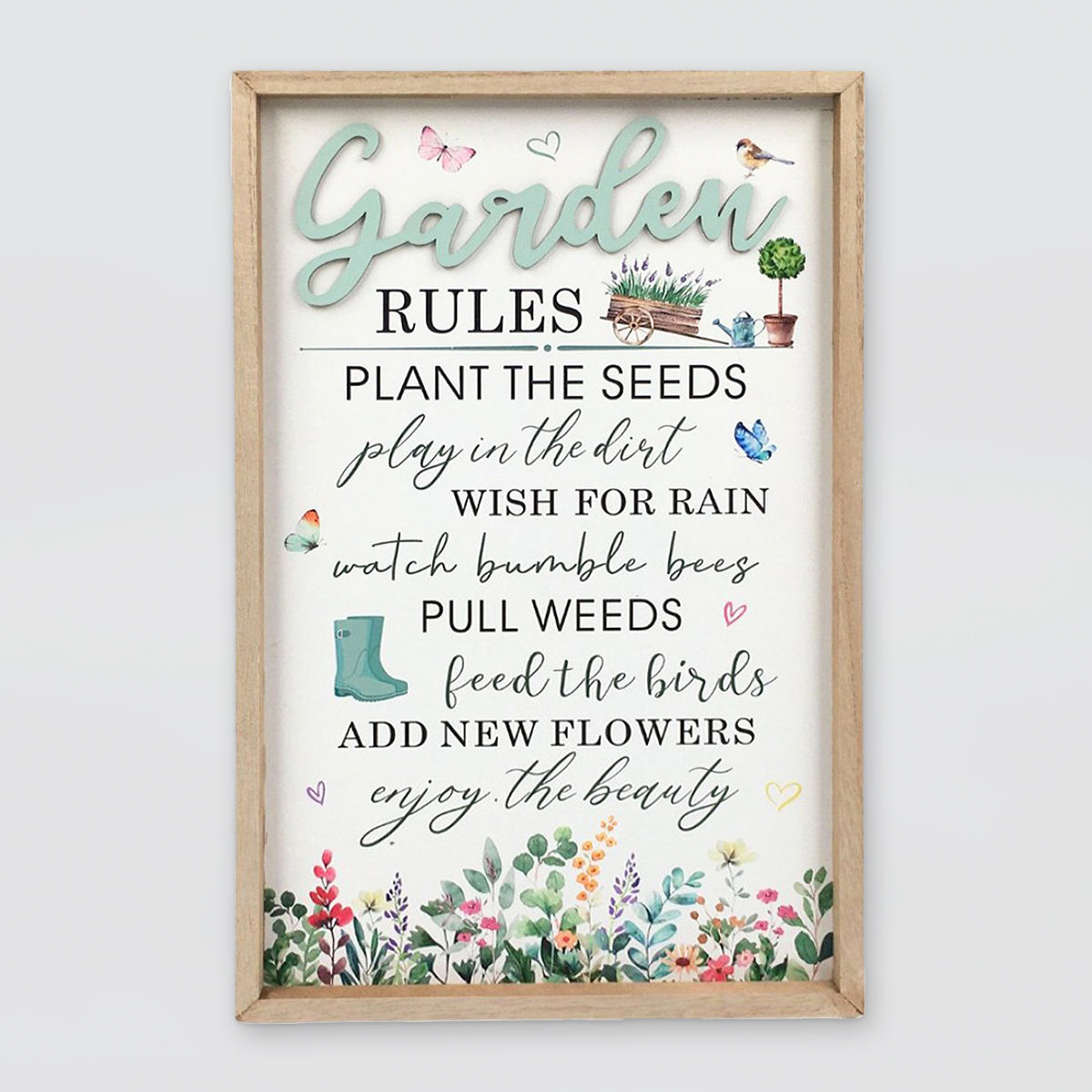 Rustic Garden Rules Sign - 25cm