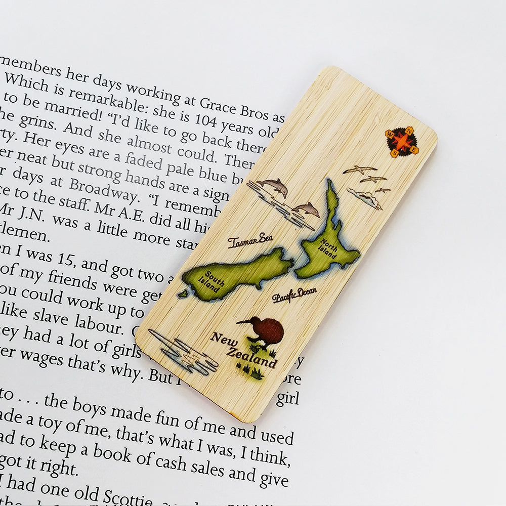 Wooden Bookmark - 'NZ Map'