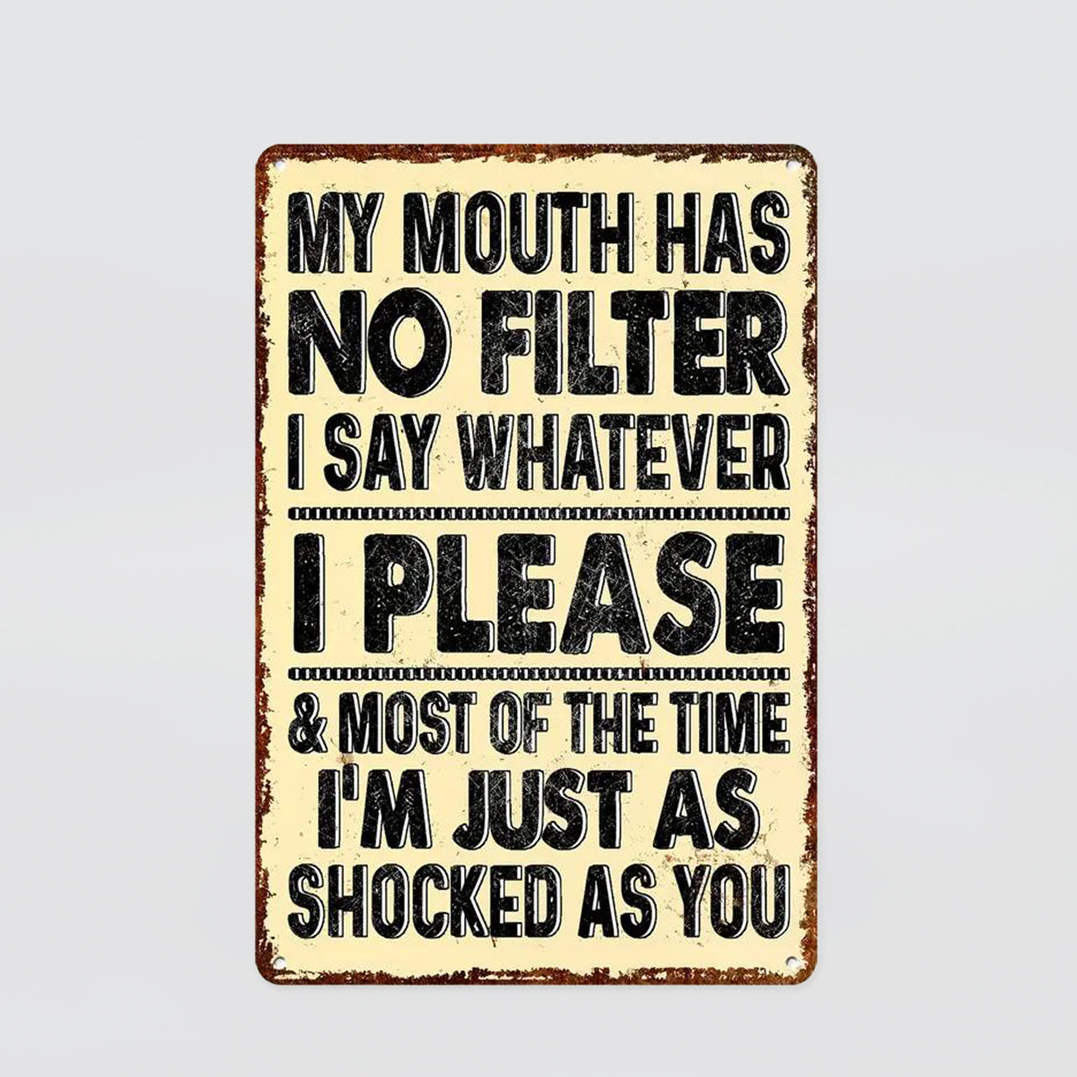 Fun Tin Sign - 'No Filter'