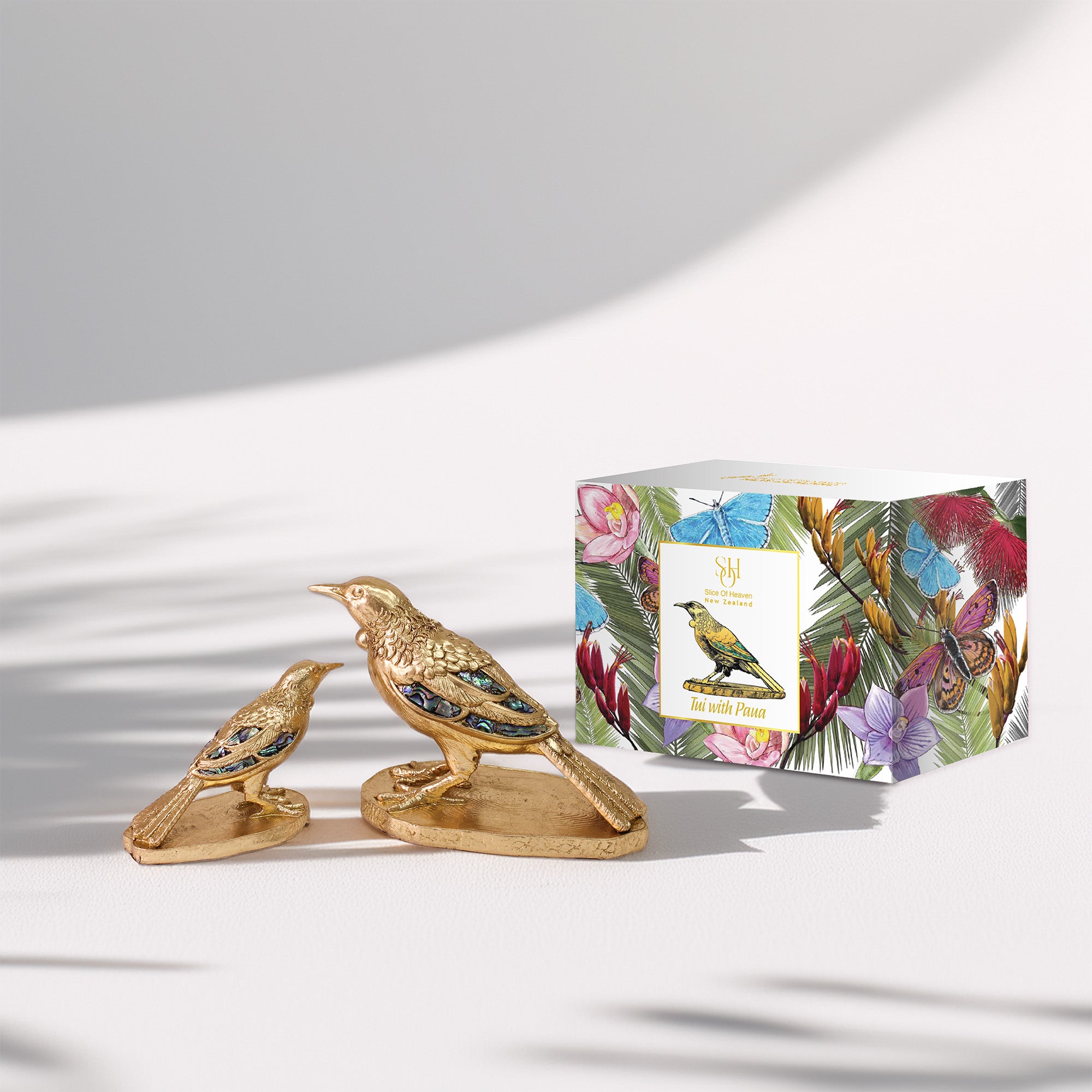 Gold & SIlver Style Tuis With Paua