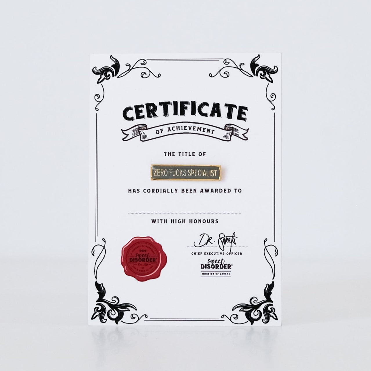 Badge & Certificate - 'Zero F*cks Specialist'