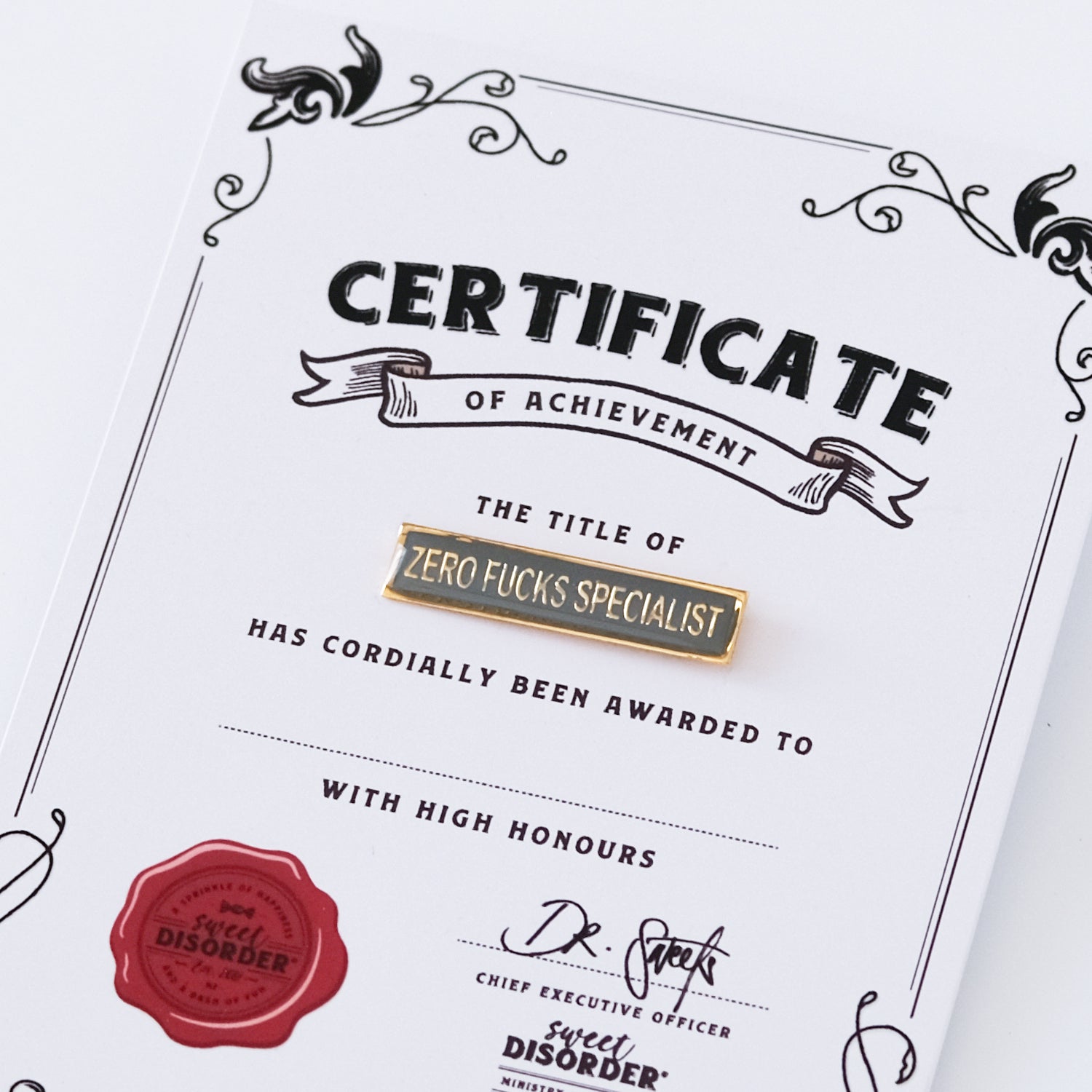 Badge & Certificate - 'Zero F*cks Specialist'