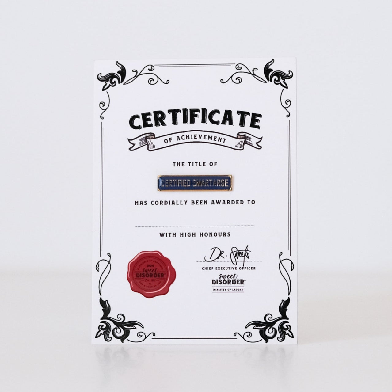 Badge & Certificate - 'Certified Smartarse'