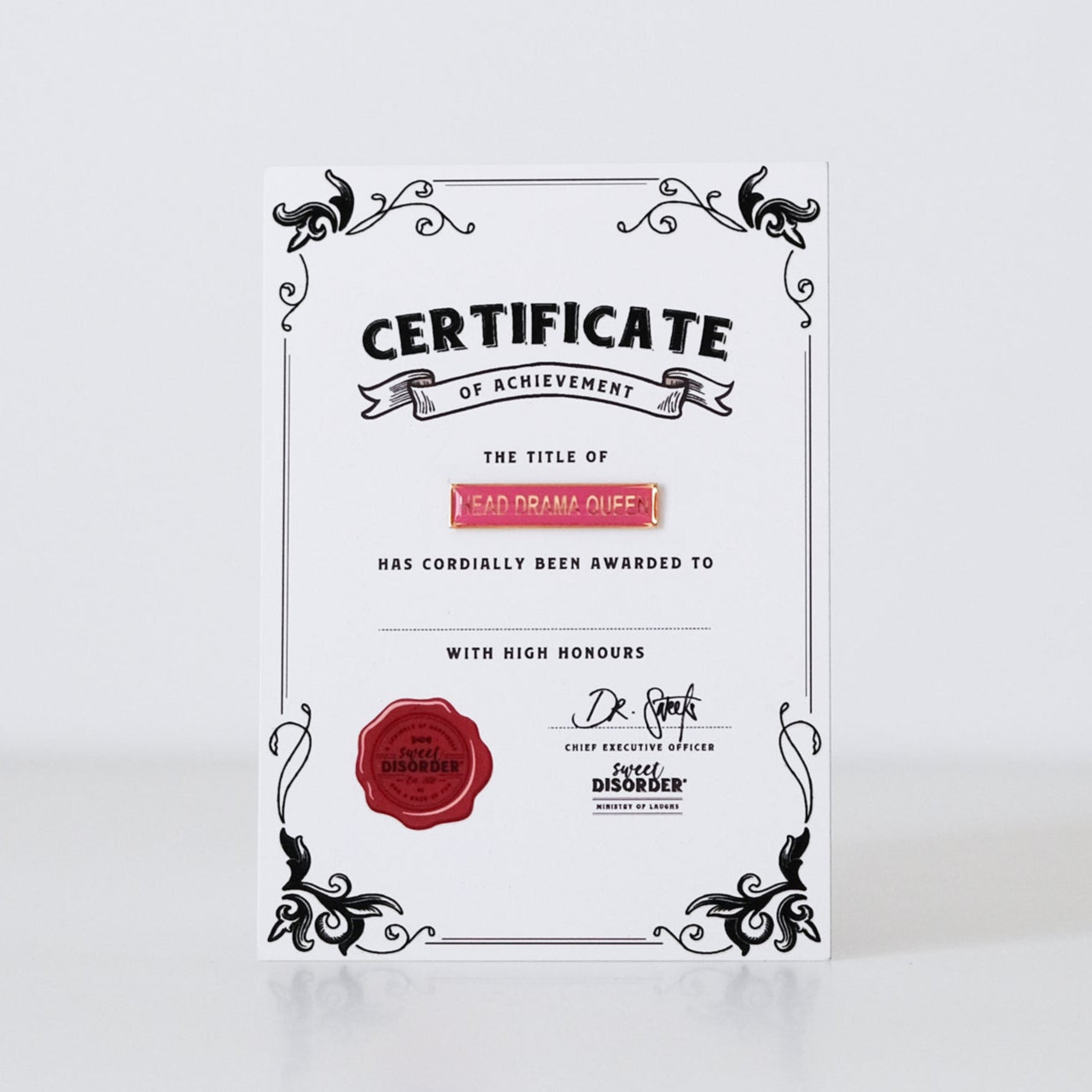 Badge & Certificate - 'Head Drama Queen'