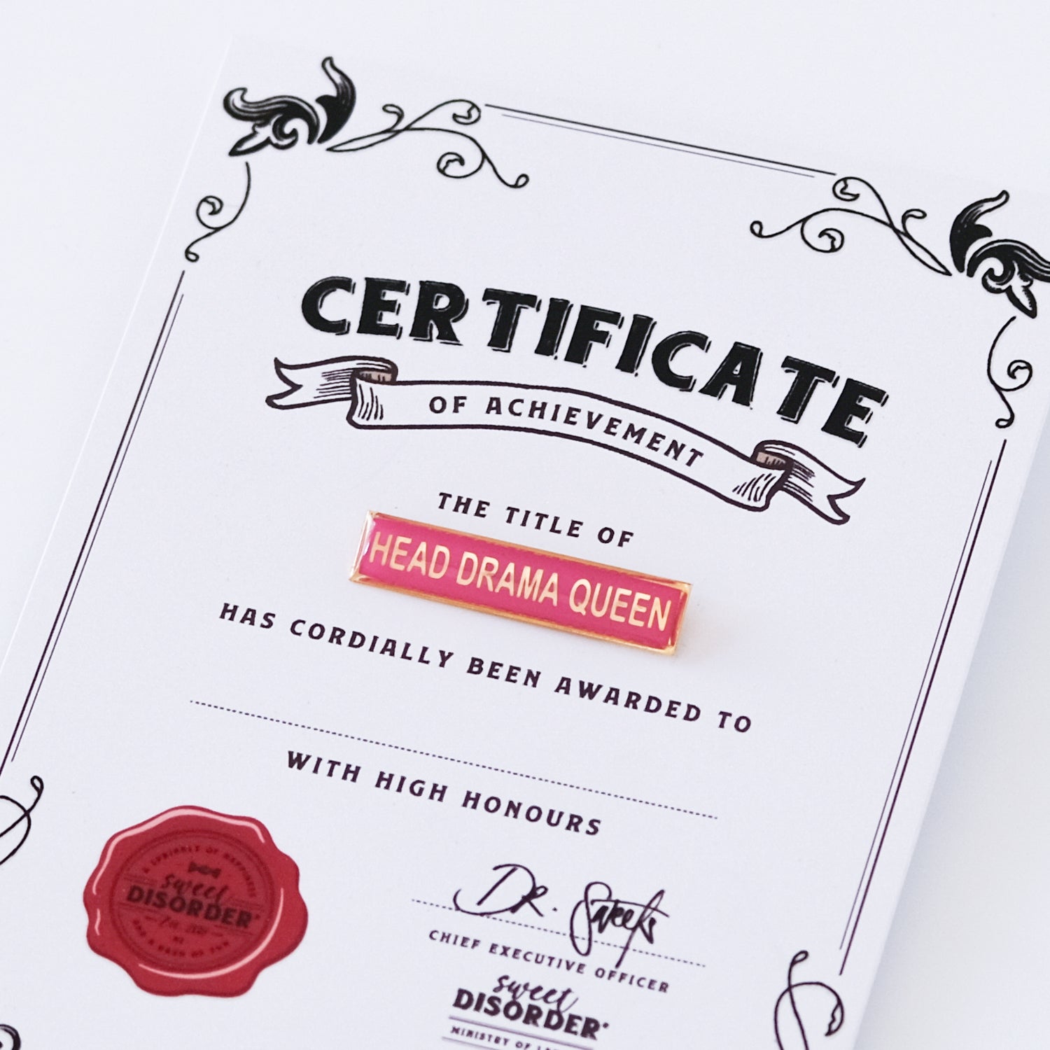 Badge & Certificate - 'Head Drama Queen'