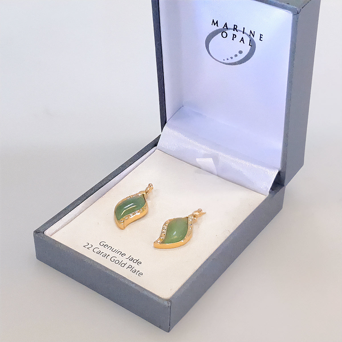 Jade Earrings - 'Crystal Leaf'