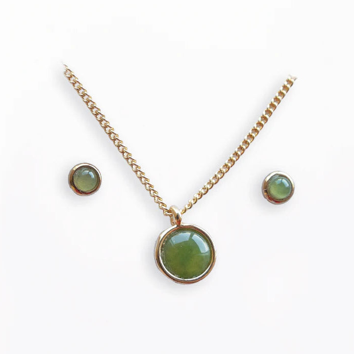 Jade Necklace & Earrings Set - 'Circles'