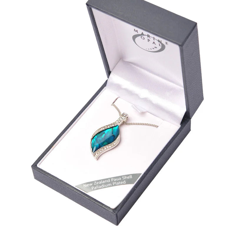 Paua Necklace - 'Crystal Leaf'