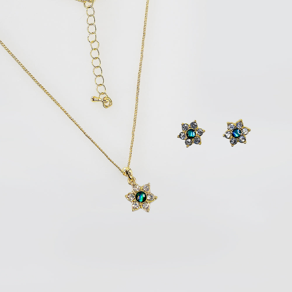 Gold Paua Jewellery Set - 'Flowers'