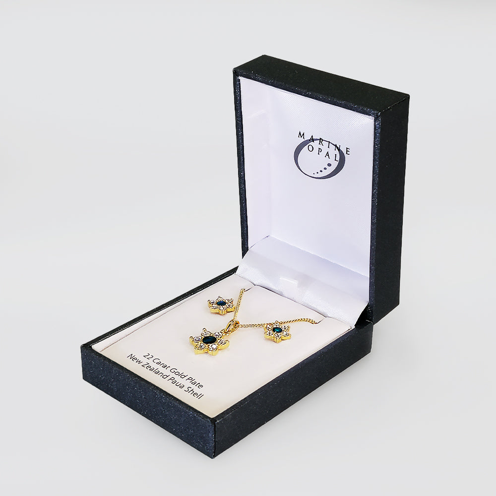 Gold Paua Jewellery Set - 'Flowers'