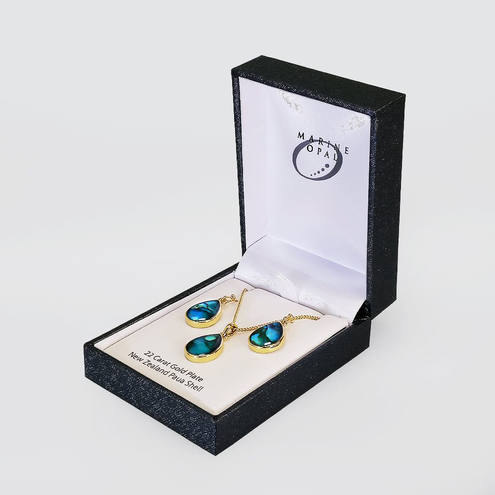 Gold Paua Jewellery Set - 'Teardrops'