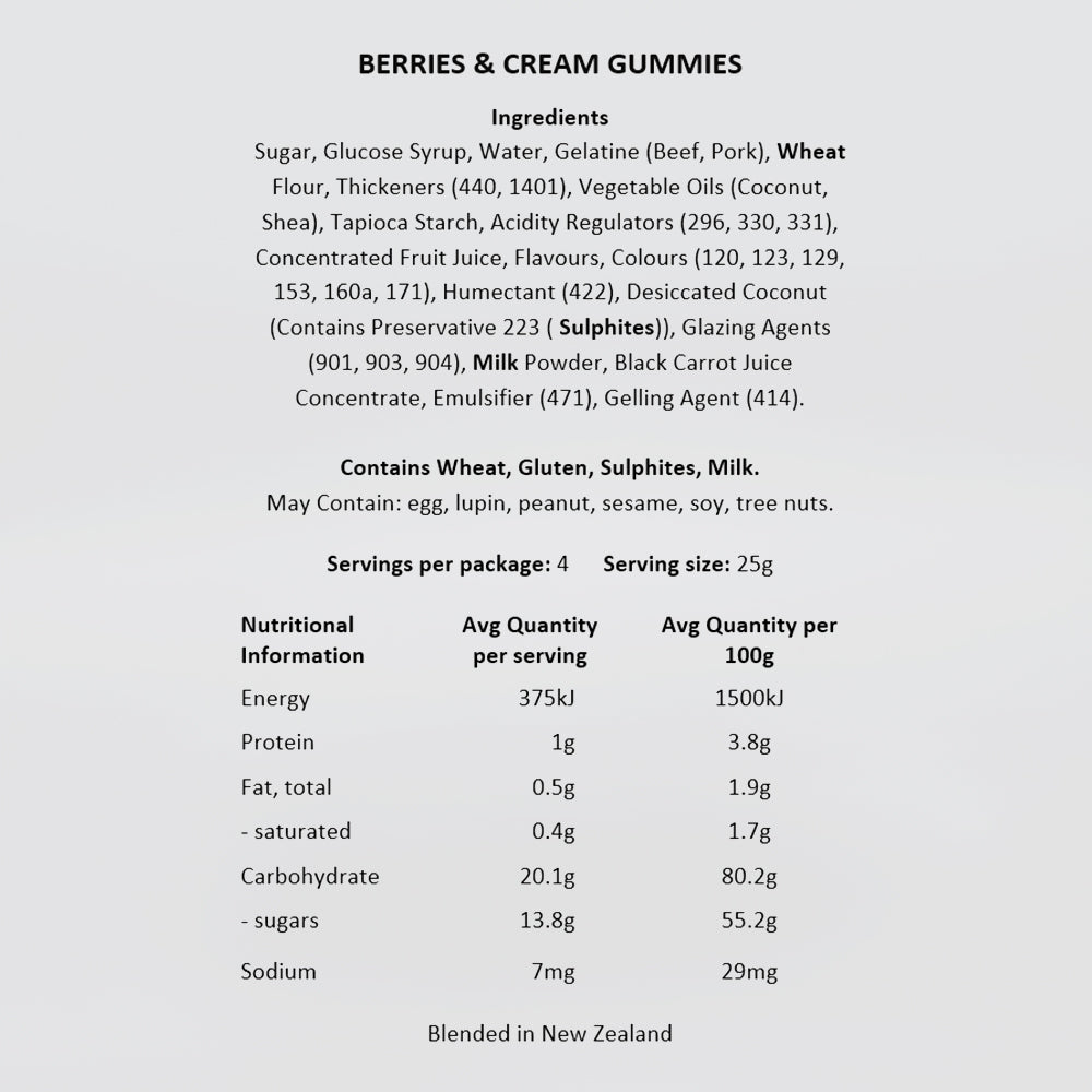 Berries & Cream Gummies - 100g
