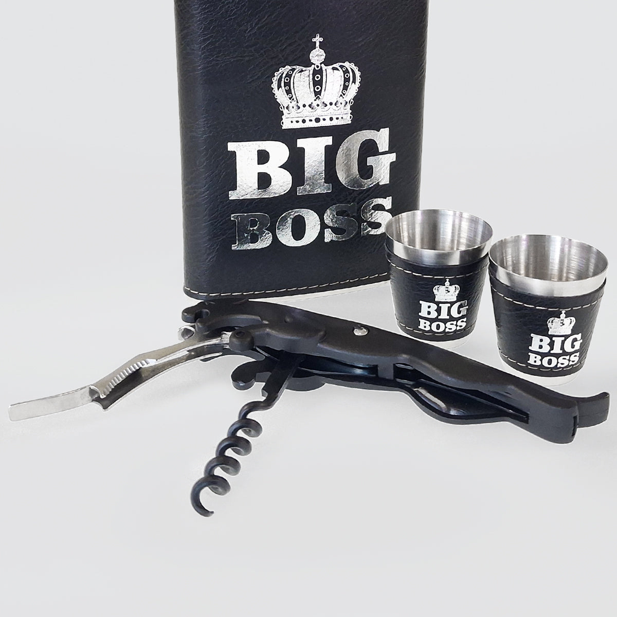 Stainless Hip-Flask Set - Big Boss