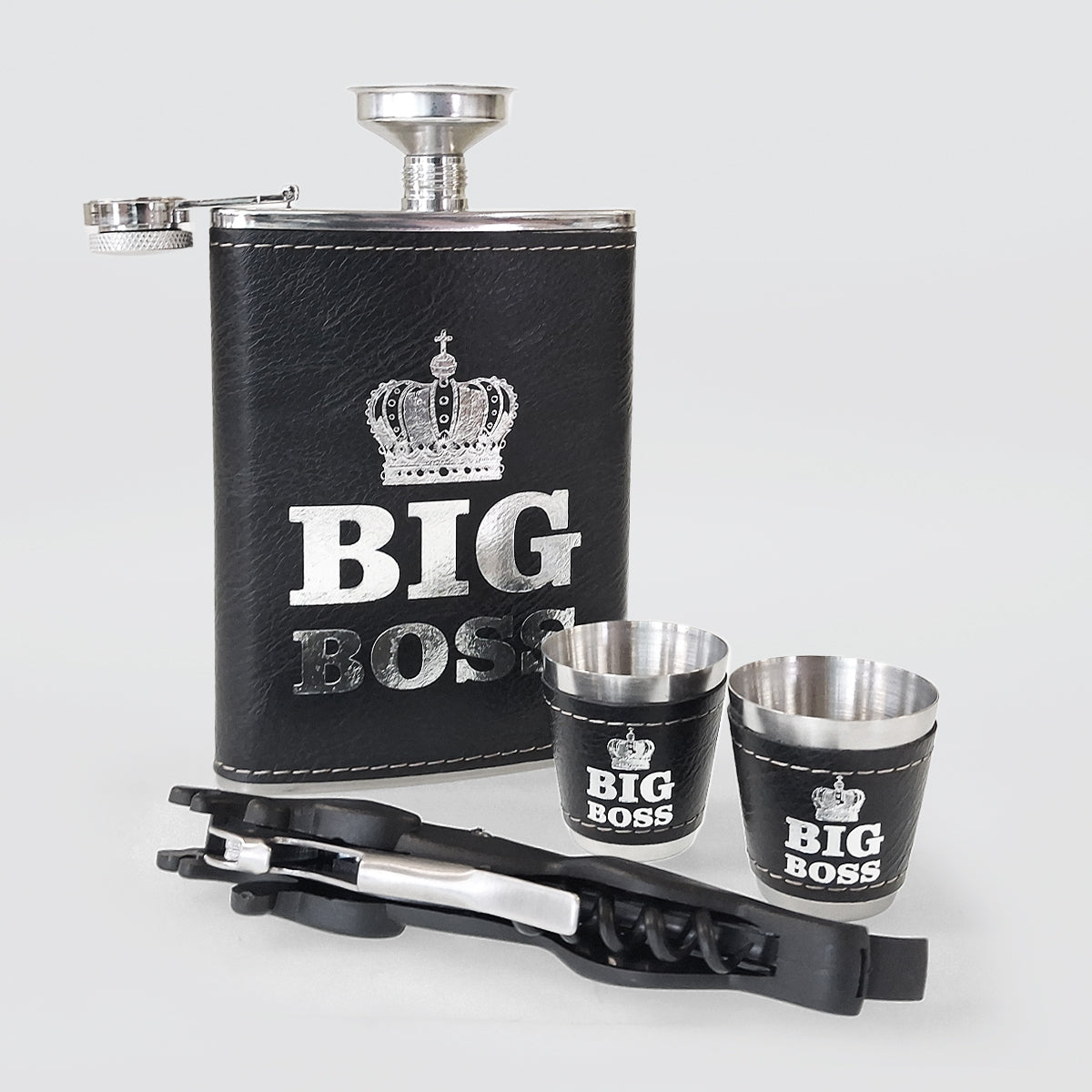 Stainless Hip-Flask Set - Big Boss