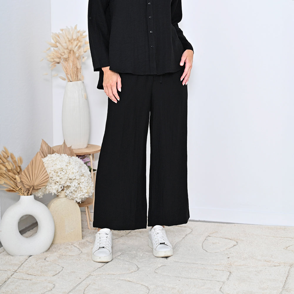 Cali&Co - Plain Pants W/ Wide Leg