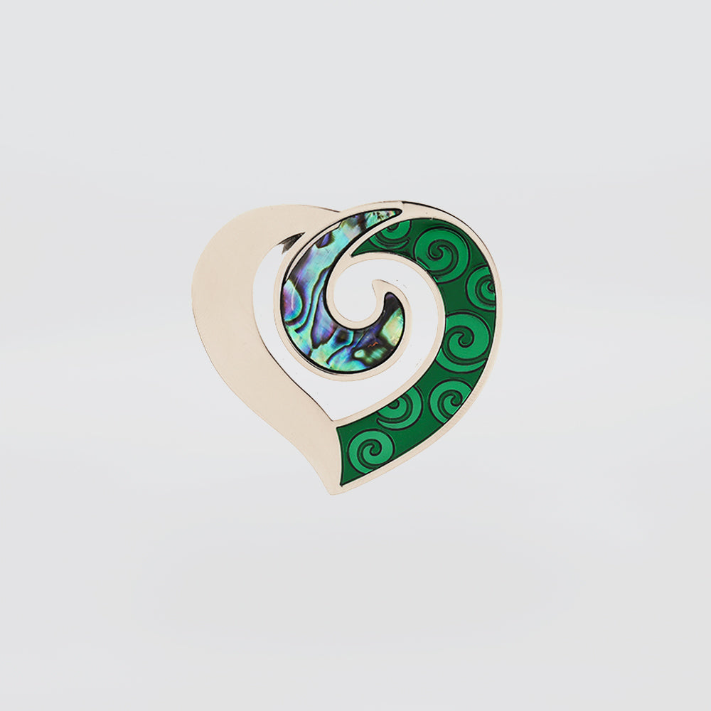 Paua Koru Spiral Heart Magnet