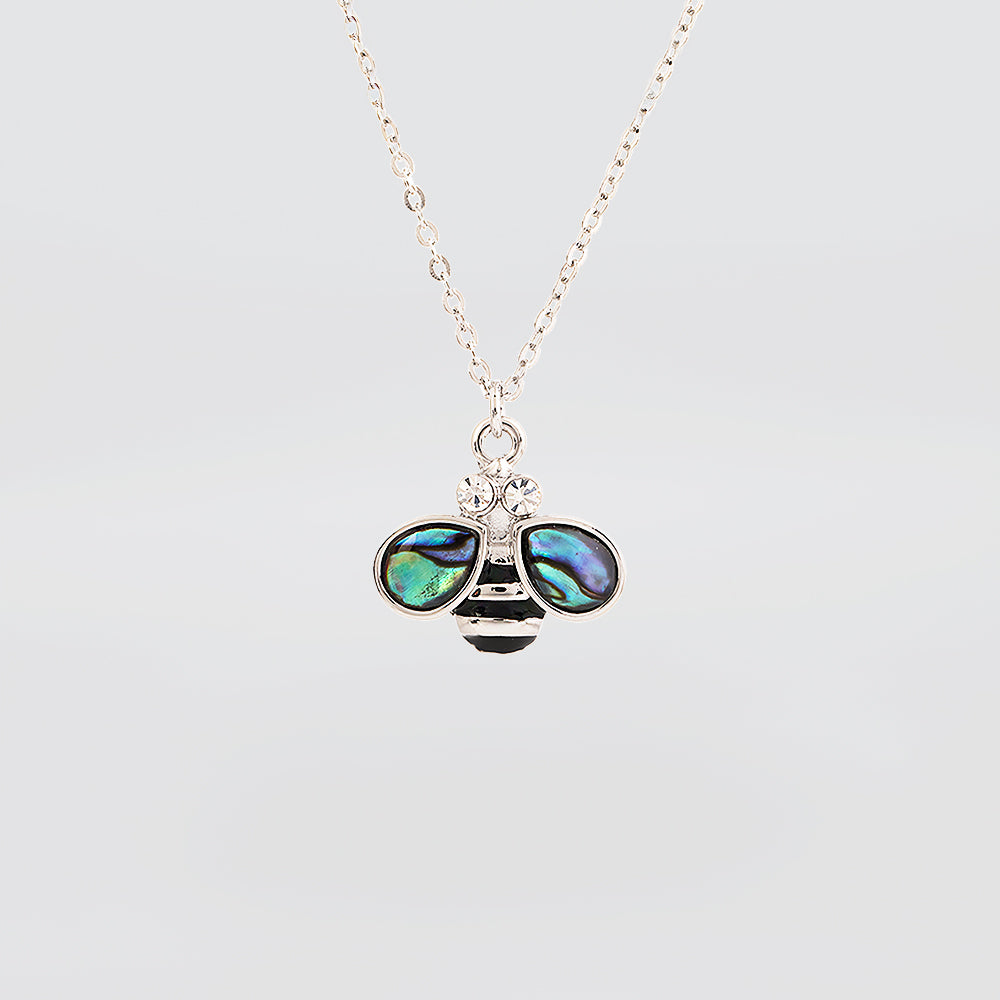 Paua & Rhinestone Bee Pendant