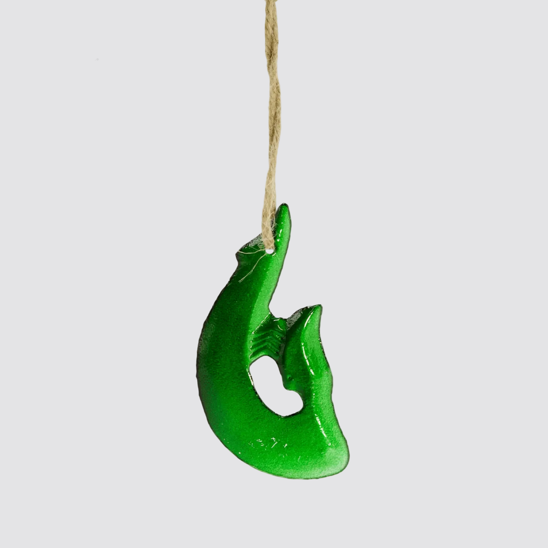Glass Matau Hook Decor - Green