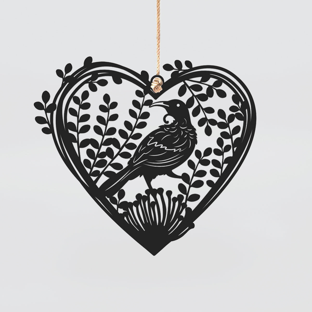 NZ Hanging Metal Heart - 'Tui'
