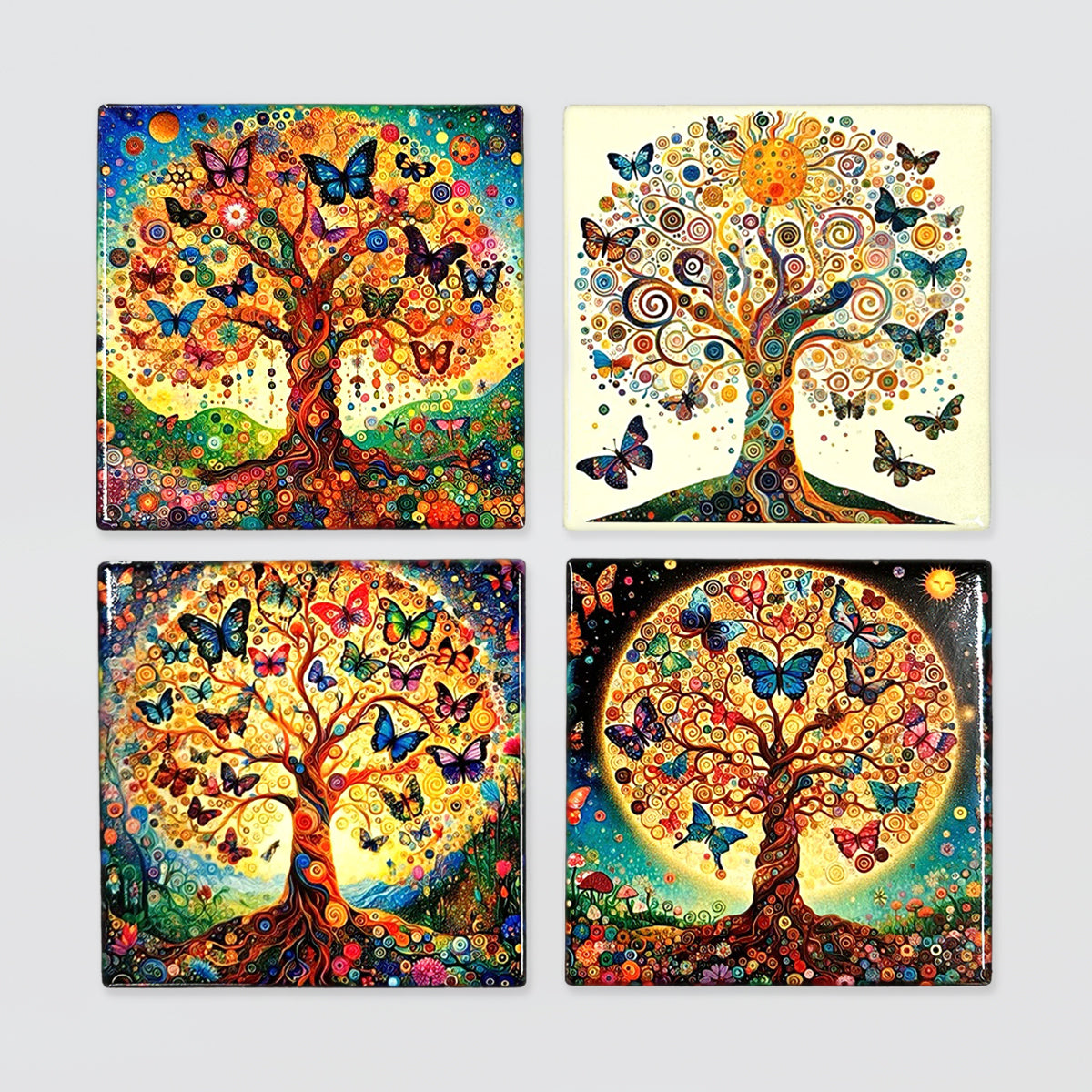 Square Coasters - "Tree Of Life' Set/4